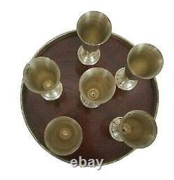 6 Alvin Sterling Silver S247 Cordials And Tray Set Vtg
