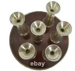 6 Alvin Sterling Silver S247 Cordials And Tray Set Vtg