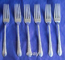 6 Fourchettes de dîner Alvin Chased Romantique en argent sterling 1933 sans monogramme 7,8 pouces 328 grammes