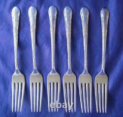 6 Fourchettes de dîner Alvin Chased Romantique en argent sterling 1933 sans monogramme 7,8 pouces 328 grammes