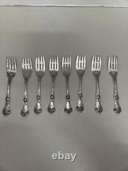 (8) Fourchettes à salade en argent sterling majestueux Alvin monogrammées 6