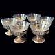 Alvin Ensemble De 6 Tasses En Verre Vintage Support En Argent Sterling 180 Grammes, Marqué 'sterlng'