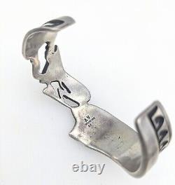 ALVIN VANDEVER Bracelet manchette Navajo Kokopelli en argent sterling estampillé