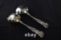 Alvin Bridal Rose Sterling Silver Salad Serving Set With Gold Wash & Mono