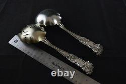 Alvin Bridal Rose Sterling Silver Salad Serving Set With Gold Wash & Mono