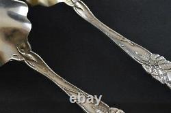 Alvin Bridal Rose Sterling Silver Salad Serving Set With Gold Wash & Mono