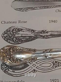 Alvin Chateau Rose Argent Sterling Cite Tea Spoon 7 1/2 Ensemble De 8