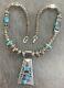 Alvin Lula Begay Native American Navajo Coral Turquoise Collier Sterling Silver