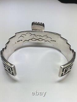 Alvin Tso Navajo Sterling Silver Navajo Numéro 8 Turquoise Cuff Bracelet 6 3/8
