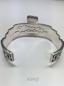 Alvin Tso Navajo Sterling Silver Navajo Numéro 8 Turquoise Cuff Bracelet 6 3/8