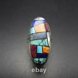 Alvin Yellowhorse Navajo Heavy Gauge Sterling Silver Channel Inlay Ring Taille 7,5