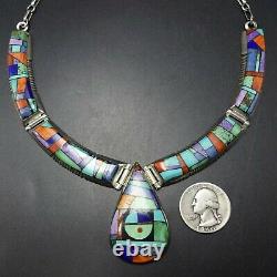 Alvin Yellowhorse Navajo Jauge Lourde Argent Sterling Channel Inlay Necklace
