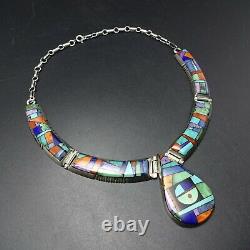 Alvin Yellowhorse Navajo Jauge Lourde Argent Sterling Channel Inlay Necklace