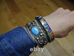 Alvin Yellowhorse bracelet en argent sterling avec turquoise amérindienne navajo
