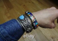 Alvin Yellowhorse bracelet en argent sterling avec turquoise amérindienne navajo