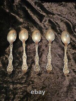 Anciennes cuillères à thé Orange Blossom par Alvin Sterling, lot de 5