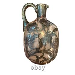 Antique Alvin. Carafe en verre avec overlay en argent sterling 999 fin.