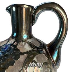 Antique Alvin. Carafe en verre avec overlay en argent sterling 999 fin.