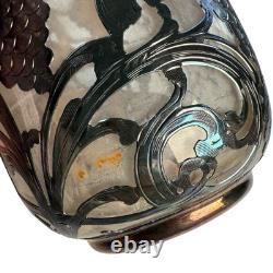 Antique Alvin. Carafe en verre avec overlay en argent sterling 999 fin.