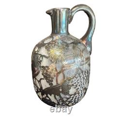 Antique Alvin. Carafe en verre avec overlay en argent sterling 999 fin.