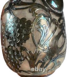 Antique Alvin. Carafe en verre avec overlay en argent sterling 999 fin.