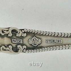 Antique Alvin Sterling Silver Raleigh 4 Prong 7 1/4 Couteau À Fromage Avec C Monogram