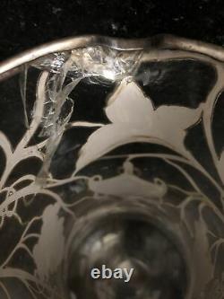 Antique S Silver 999 Superposition Glass Pitcher Grapevine 9.5 T Some Damage Alvin