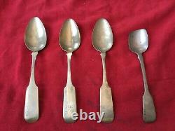 Antique Sterling Silver Spoon Lot De (4) Js 1800's Alvin