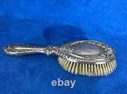Antique Victorian Alvin Repousse Sterling Silver Hairbrush, Flowers & Scrolls