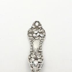 Argent Sterling Alvin Orange Blossom Old Pierced Manches Courtes Olive Spoon 6in