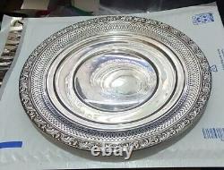 Assiette en argent sterling ALVIN vintage de 9 pouces de diamètre, 151,6 grammes (C950)