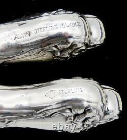 Beaux 12 couteaux à fruits Alvin Art Nouveau avec manche en argent sterling, Patrimoine Majestueux