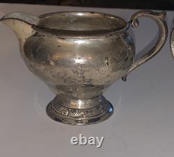 Bol et Crémier en Sucre Rose et Rouleau Sterling Alvin 143,8g Excellent