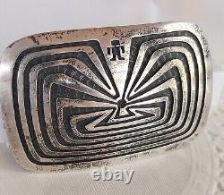 Boucle de ceinture Vintage en argent sterling avec homme dans le labyrinthe Alvin Sosolda amérindien