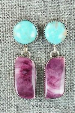 Boucles D'oreilles Turquoise, Spiny Oyster & Argent Sterling Alvin Joe