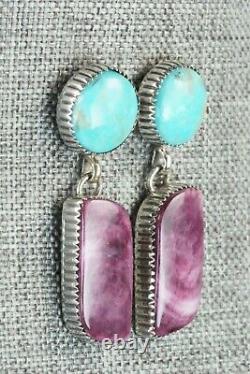 Boucles D'oreilles Turquoise, Spiny Oyster & Argent Sterling Alvin Joe