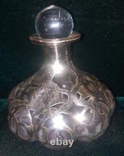 Bouteille de parfum en verre avec incrustations en argent sterling Antique Alvin