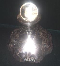 Bouteille de parfum en verre avec incrustations en argent sterling Antique Alvin