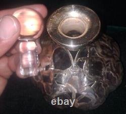 Bouteille de parfum en verre avec incrustations en argent sterling Antique Alvin