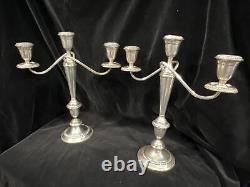 Chandelier Alvin antique en argent sterling à trois lumières, pesée, ensemble de 2 pièces