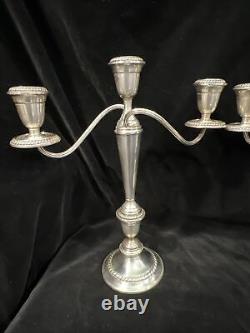 Chandelier Alvin antique en argent sterling à trois lumières, pesée, ensemble de 2 pièces