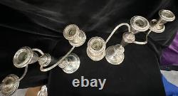 Chandelier Alvin antique en argent sterling à trois lumières, pesée, ensemble de 2 pièces
