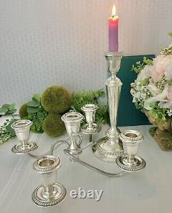 Chandelier en argent sterling Alvin Vintage à 5 branches, support à bougies, pièce maîtresse en argent