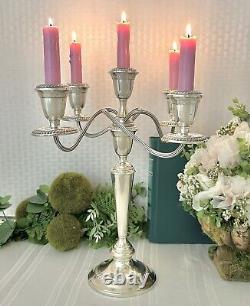 Chandelier en argent sterling Alvin Vintage à 5 branches, support à bougies, pièce maîtresse en argent