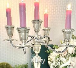 Chandelier en argent sterling Alvin Vintage à 5 branches, support à bougies, pièce maîtresse en argent