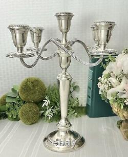 Chandelier en argent sterling Alvin Vintage à 5 branches, support à bougies, pièce maîtresse en argent