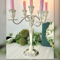 Chandelier en argent sterling Alvin Vintage à 5 branches, support à bougies, pièce maîtresse en argent