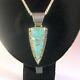 Collier Vintage En Argent Sterling Signé Zuni Avec Incrustation De Turquoise De La Mine Tyrone, Style Boho