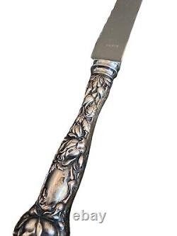 Couteau à pain vintage en argent sterling Alvin Bridal Rose Floral