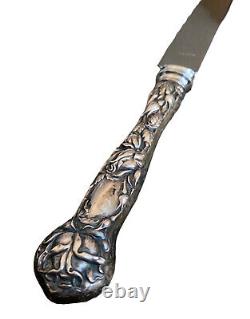 Couteau à pain vintage en argent sterling Alvin Bridal Rose Floral